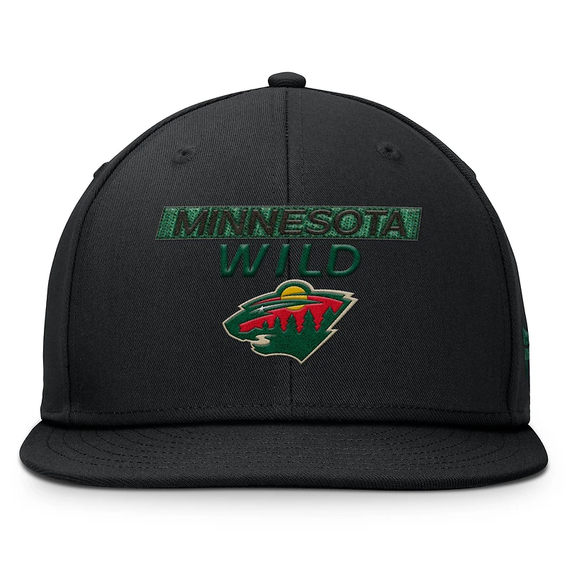 Casquette snapback authentique Pro Prime noire Minnesota Wild Fanatics pour homme
