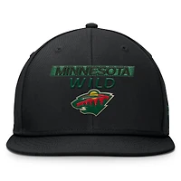 Casquette snapback authentique Pro Prime noire Minnesota Wild Fanatics pour homme