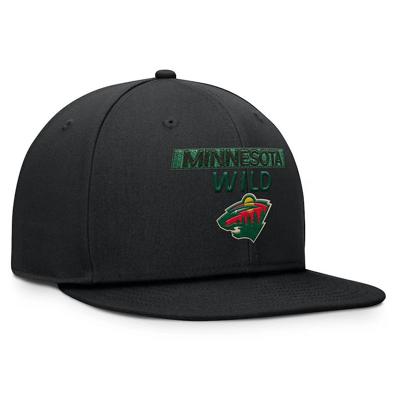 Casquette snapback authentique Pro Prime noire Minnesota Wild Fanatics pour homme