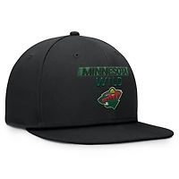 Casquette snapback authentique Pro Prime noire Minnesota Wild Fanatics pour homme