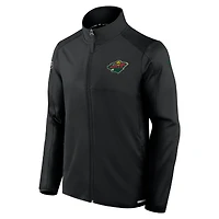Veste polaire zippée intégrale Fanatics noire authentique Minnesota Wild Pro Rink pour homme