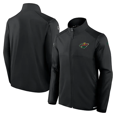 Veste polaire zippée intégrale Fanatics noire authentique Minnesota Wild Pro Rink pour homme