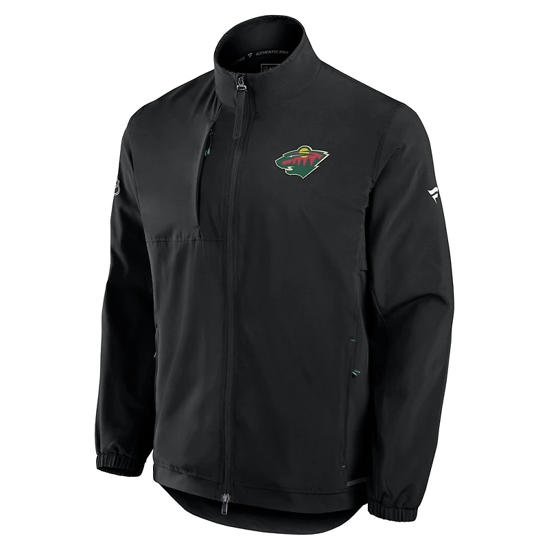 Men's Fanatics Black Minnesota Wild Authentic Pro Rink Full-Zip Coaches Jacket