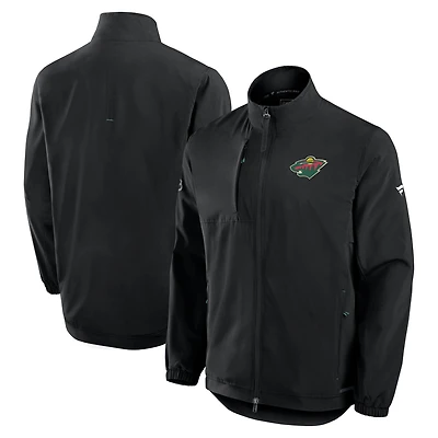 Men's Fanatics Black Minnesota Wild Authentic Pro Rink Full-Zip Coaches Jacket