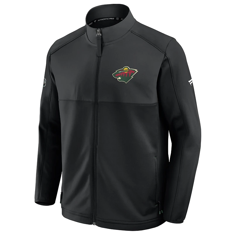 Veste zippée intégrale Fanatics noire authentique Minnesota Wild Pro Rink pour homme