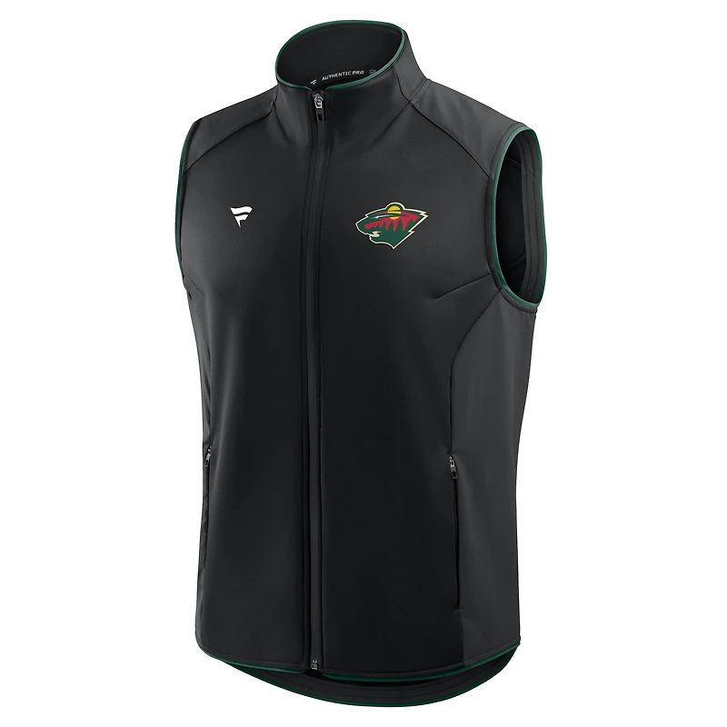 Men's Fanatics Black Minnesota Wild Authentic Pro Rink Full-Zip Vest