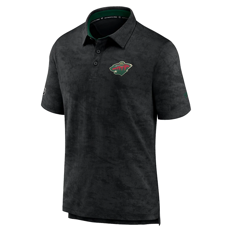 Men's Fanatics Black Minnesota Wild Authentic Pro Rink Polo