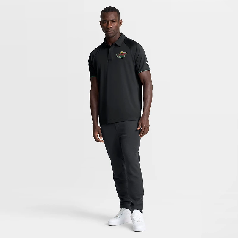 Polo raglan authentique Pro Rink noir Fanatics pour homme des Wild du Minnesota