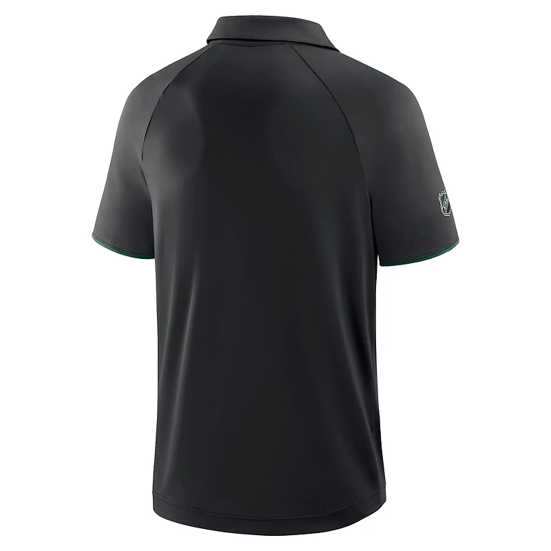 Men's Fanatics Black Minnesota Wild Authentic Pro Rink Raglan Polo