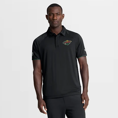 Polo raglan authentique Pro Rink noir Fanatics pour homme des Wild du Minnesota