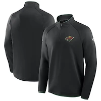 Men's Fanatics Black Minnesota Wild Authentic Pro Rink Raglan Quarter-Zip Pullover