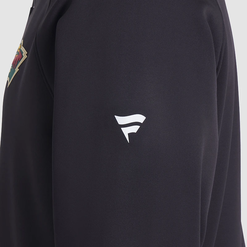 Men's Fanatics Black Minnesota Wild Authentic Pro Rink Raglan Quarter-Zip Pullover