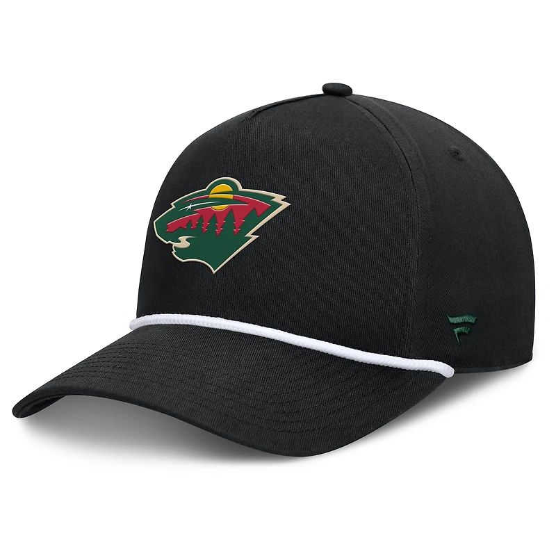Casquette ajustable en forme de A authentique Pro Rink Roper des Wild du Minnesota Fanatics pour homme, noire
