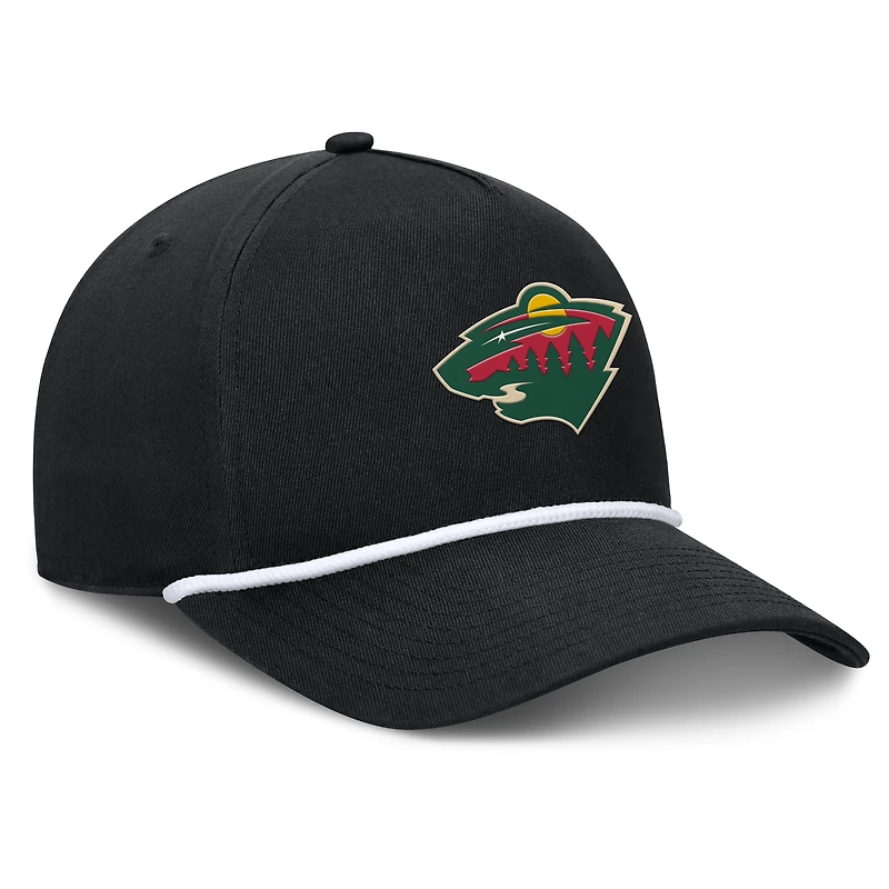 Casquette ajustable en forme de A authentique Pro Rink Roper des Wild du Minnesota Fanatics pour homme, noire