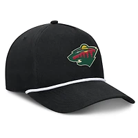 Casquette ajustable en forme de A authentique Pro Rink Roper des Wild du Minnesota Fanatics pour homme, noire