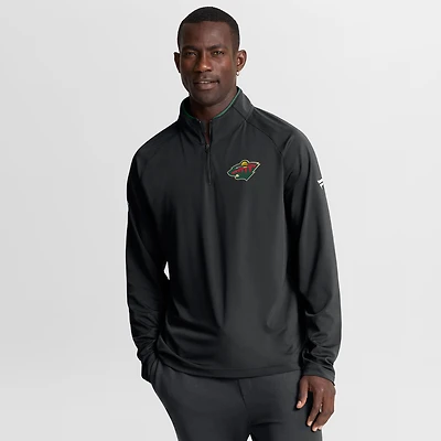 Men's Fanatics Black Minnesota Wild Authentic Pro Rink Training Quarter-Zip Pullover