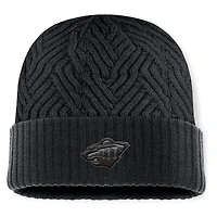 Bonnet en tricot à revers authentique Pro Road Minnesota Wild noir Fanatics pour homme