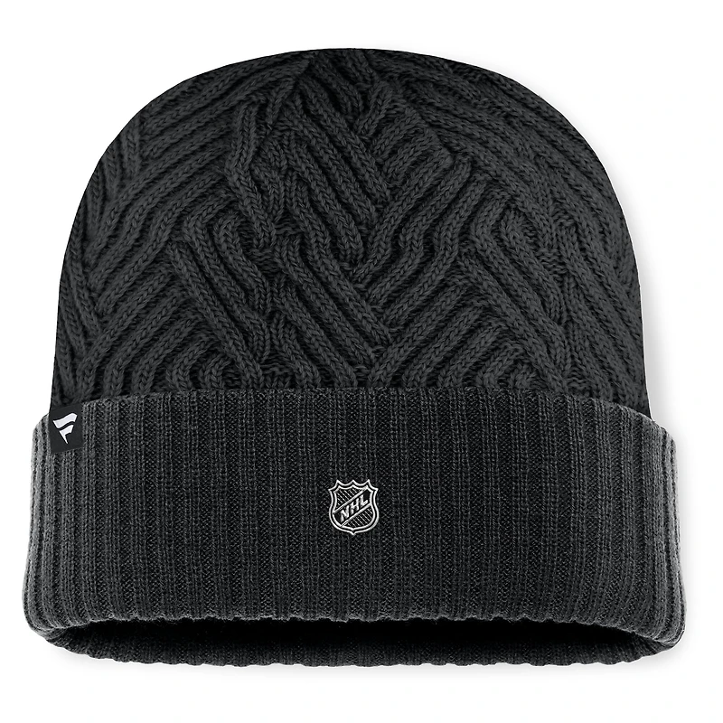 Bonnet en tricot à revers authentique Pro Road Minnesota Wild noir Fanatics pour homme