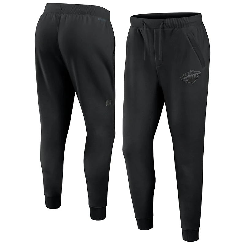 Men's Fanatics Black Minnesota Wild Authentic Pro Road Fleece Sweatpants