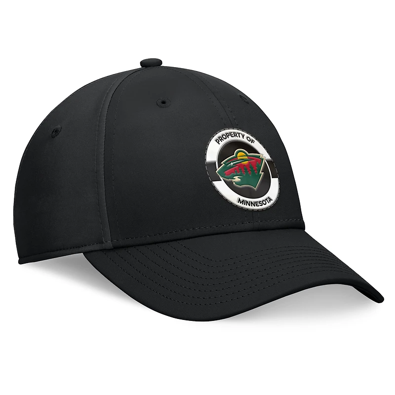 Casquette flexible noire Minnesota Wild Authentic Pro Training Camp Fanatics pour hommes