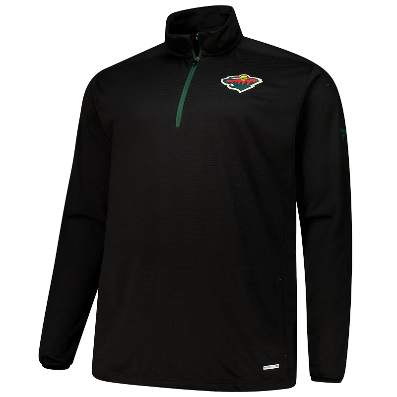 Haut à glissière quart de tour Authentic Pro Fanatics noir Minnesota Wild Big & Tall pour homme
