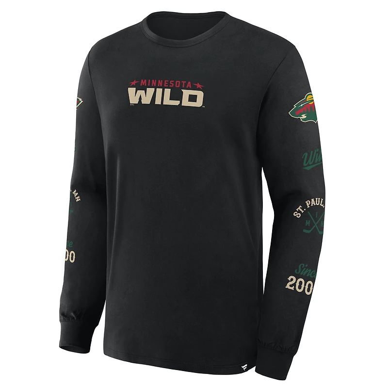 Men's Fanatics Black Minnesota Wild Boxed Legacy Long Sleeve T-Shirt