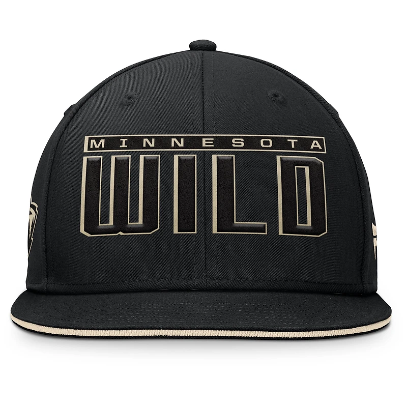 Men's Fanatics Black Minnesota Wild Fundamental Gino Stack Snapback Hat