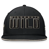 Men's Fanatics Black Minnesota Wild Fundamental Gino Stack Snapback Hat