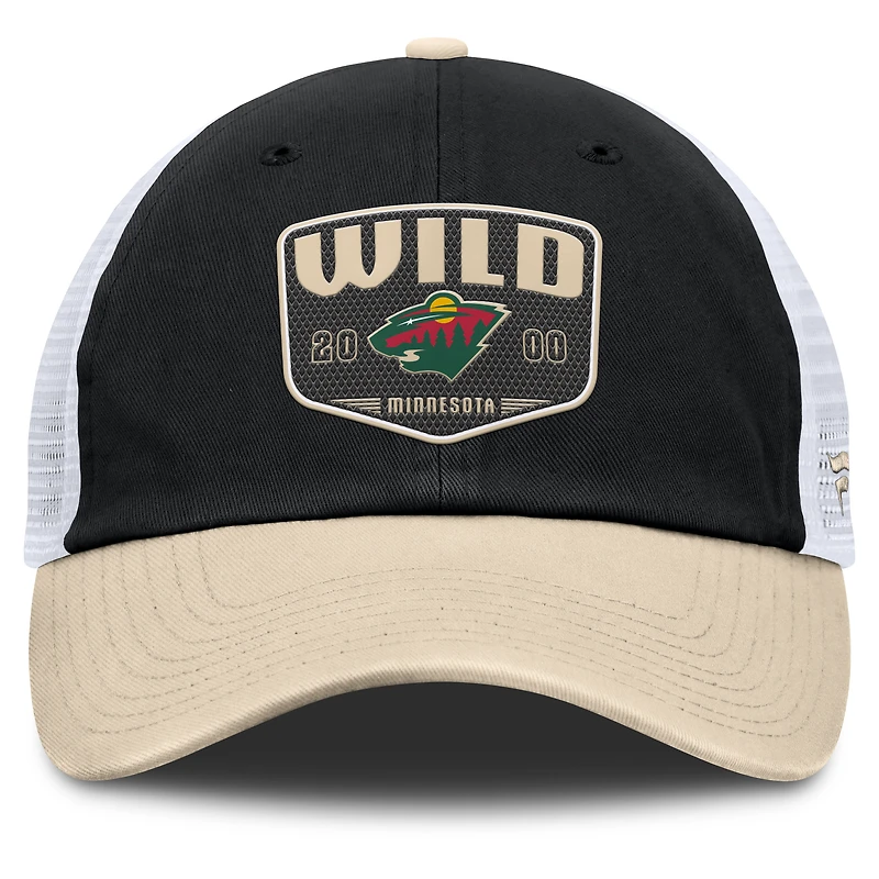 Casquette ajustable unique pour camionneur Minnesota Wild Fundamental noire Fanatics pour hommes
