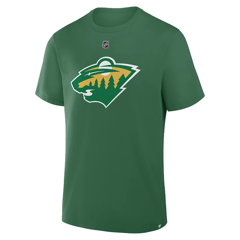 Men's Fanatics Brock Faber Green Minnesota Wild Authentic Stack Name & Number T-Shirt
