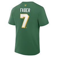 Men's Fanatics Brock Faber Green Minnesota Wild Authentic Stack Name & Number T-Shirt