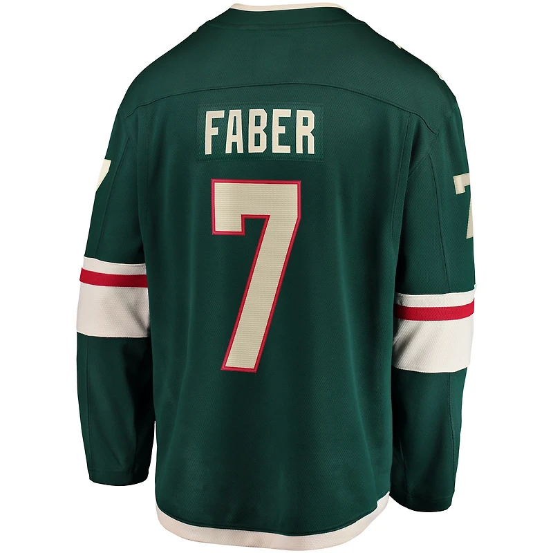 Maillot de joueur Breakaway Fanatics Brock Faber vert Minnesota Wild Home pour hommes
