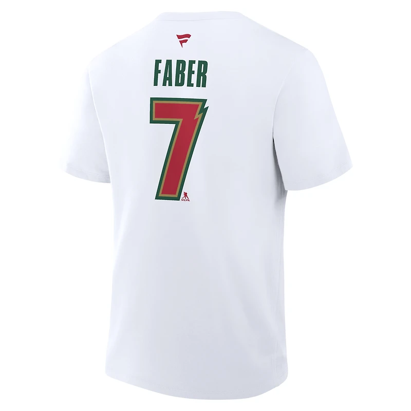 Men's Fanatics Brock Faber White Minnesota Wild Authentic Stack Name & Number T-Shirt