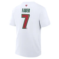 Men's Fanatics Brock Faber White Minnesota Wild Authentic Stack Name & Number T-Shirt