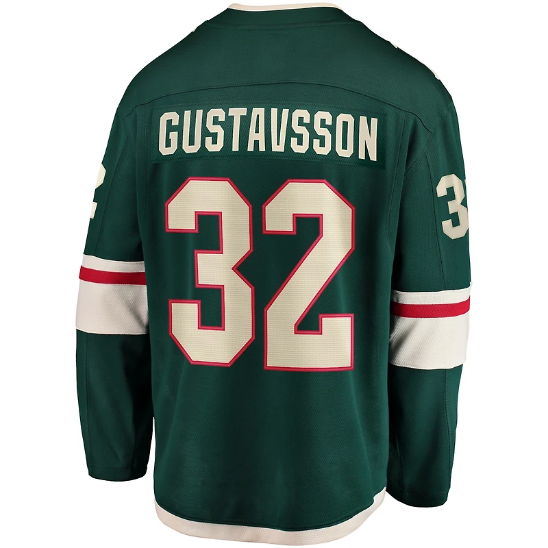 Maillot de joueur domicile vert Filip Gustavsson Minnesota Wild pour homme, style Breakaway, la marque Fanatics.