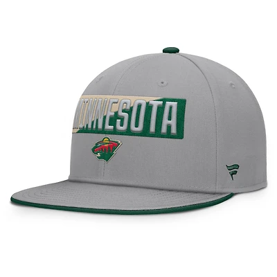 Casquette snapback grise Minnesota Wild Fundamentals Duo Split Logo pour homme