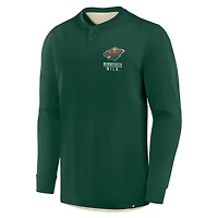 Men's Fanatics Green Minnesota Wild Adrenaline Push Long Sleeve Henley Shirt