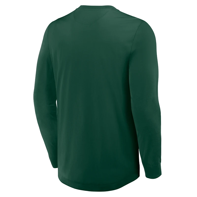 Men's Fanatics Green Minnesota Wild Adrenaline Push Long Sleeve Henley Shirt
