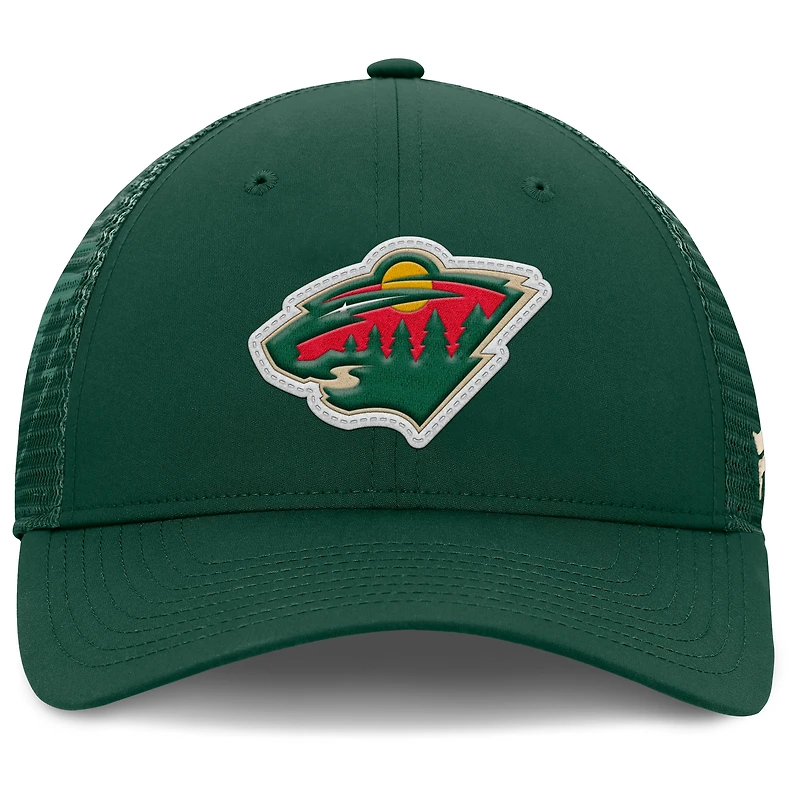 Men's Fanatics Green Minnesota Wild Authentic Pro Home Ice Trucker Adjustable Hat
