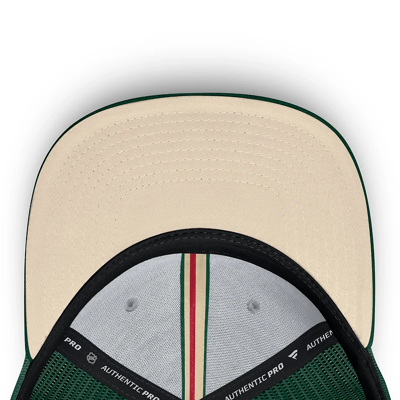 Men's Fanatics Green Minnesota Wild Authentic Pro Home Ice Trucker Adjustable Hat