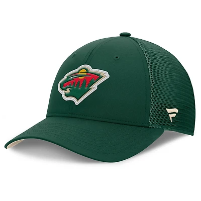 Men's Fanatics Green Minnesota Wild Authentic Pro Home Ice Trucker Adjustable Hat