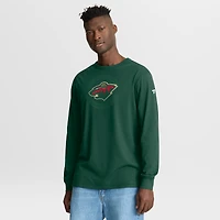 T-shirt à manches longues authentique Pro Property Of Practice pour homme, vert, Fanatics, Minnesota Wild