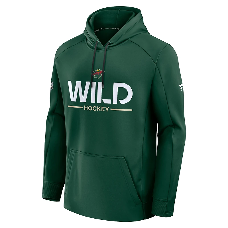Men's Fanatics Green Minnesota Wild Authentic Pro Rink Hoodie