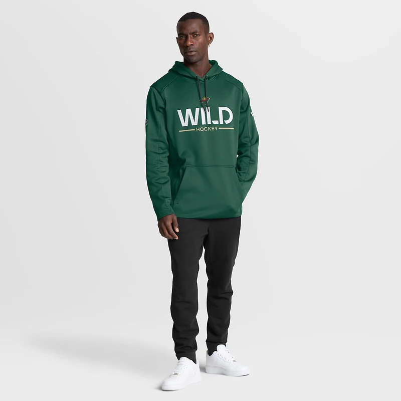 Men's Fanatics Green Minnesota Wild Authentic Pro Rink Hoodie