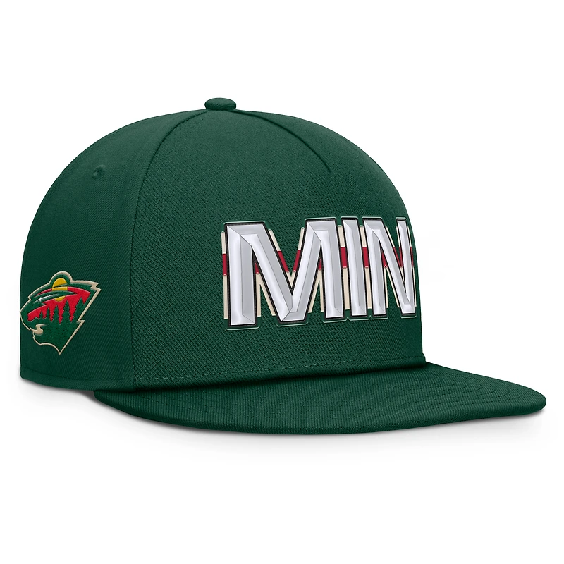 Casquette snapback authentique Pro Rink verte des Wild du Minnesota pour homme