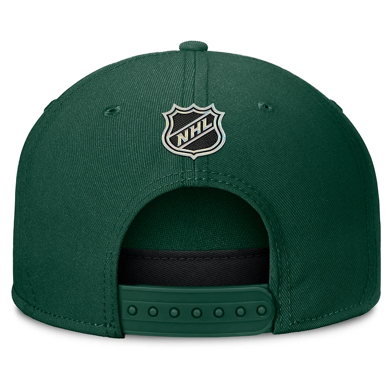 Men's Fanatics Green Minnesota Wild Authentic Pro Rink Team Code Snapback Hat