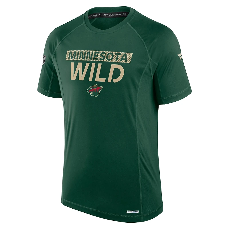 T-shirt technique authentique Pro Rink Minnesota Wild Fanatics pour homme, vert