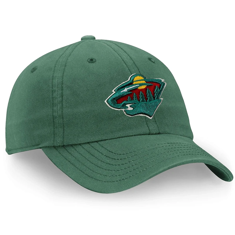 Casquette ajustable avec logo principal Minnesota Wild Core vert de marque Fanatics pour hommes