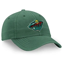 Casquette ajustable avec logo principal Minnesota Wild Core vert de marque Fanatics pour hommes