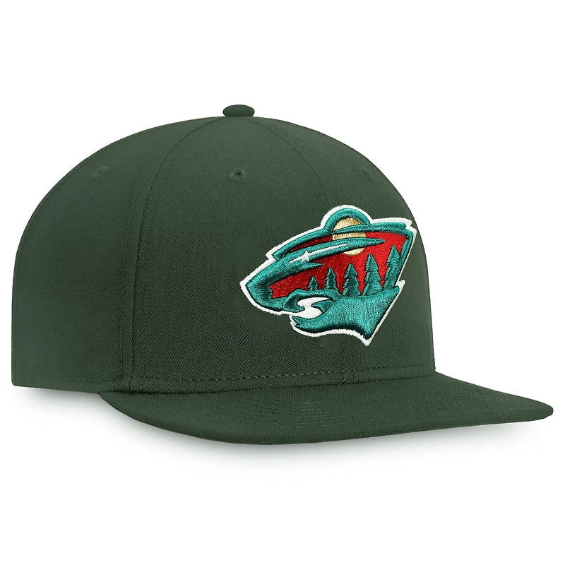 Casquette ajustée avec logo principal Fanatics Green Minnesota Wild Core pour hommes